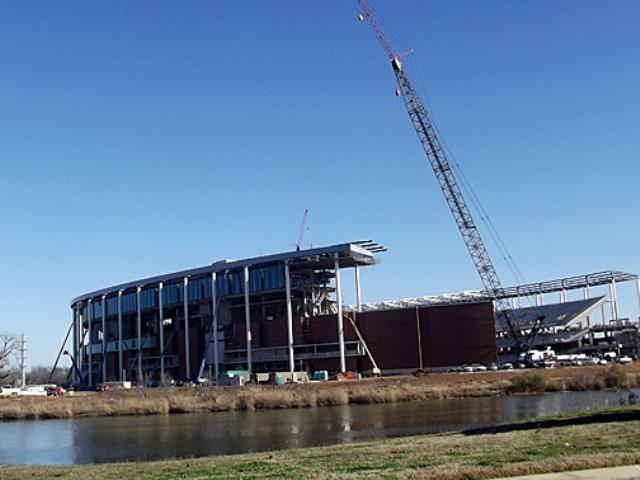 New Baylor Stadium across the river from the Riverwalk