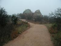 A view along the trail.  At the two large boulders a side trail leads to an overlook to the north.