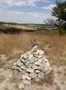 Rock cairns mark Indiangrass Trail