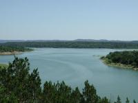 The trail provides several great views of the lake. Here the inlet at Grelle empties into Lake Travis.