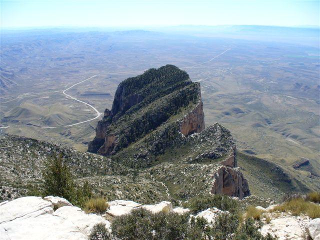 Looking over El Capitan from the top of Texas Guadalupe Peak